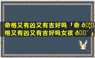 命格又有凶又有吉好吗「命 🦟 格又有凶又有吉好吗女孩 🐴 」